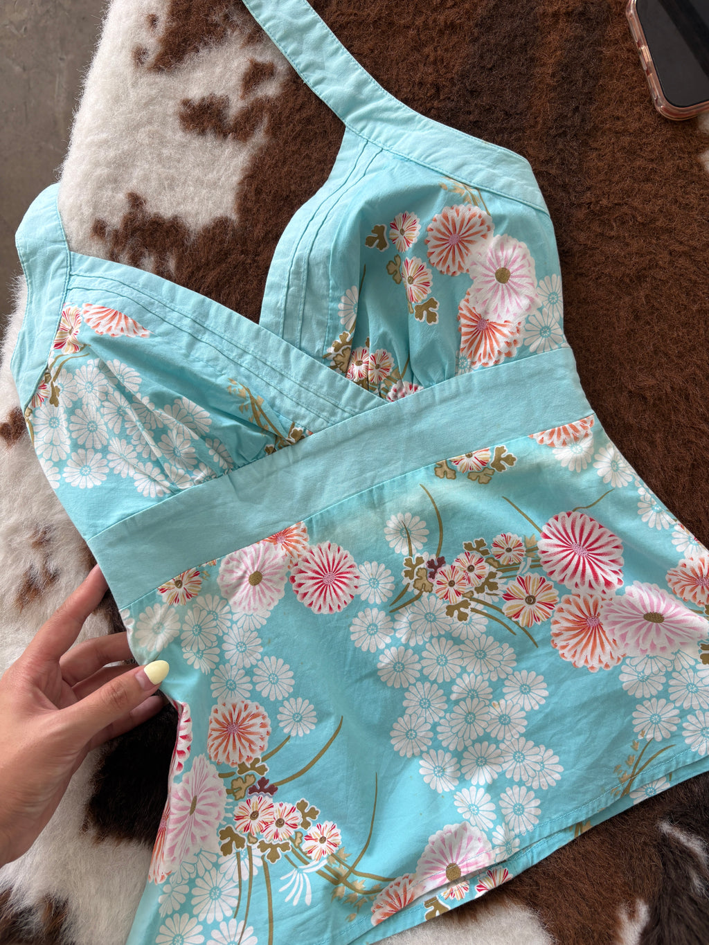Blue blossom halter top