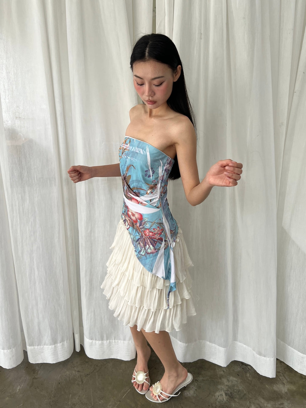 Island bloom drape tube top