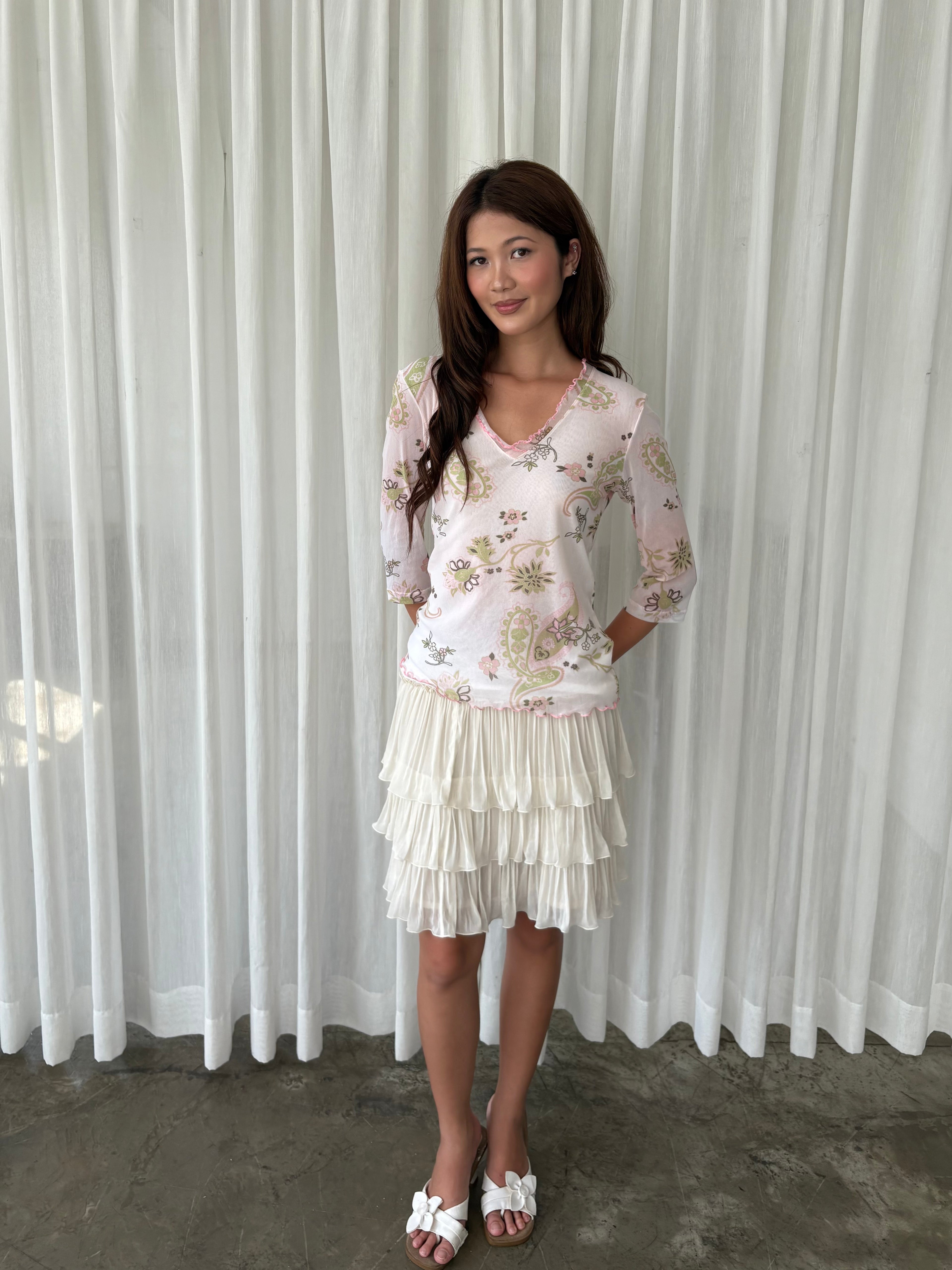 Pink and sage paisley blouse