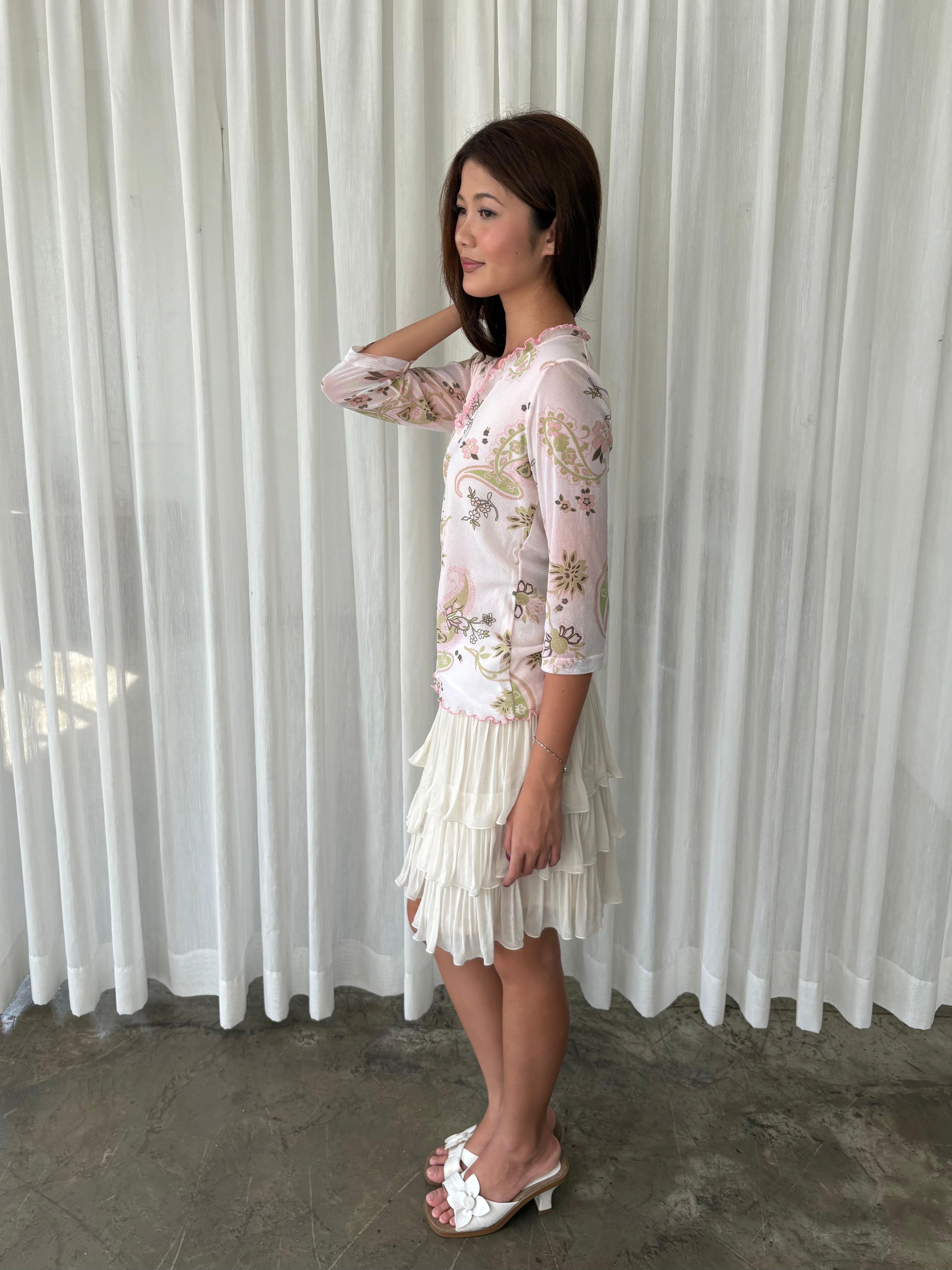 Pink and sage paisley blouse