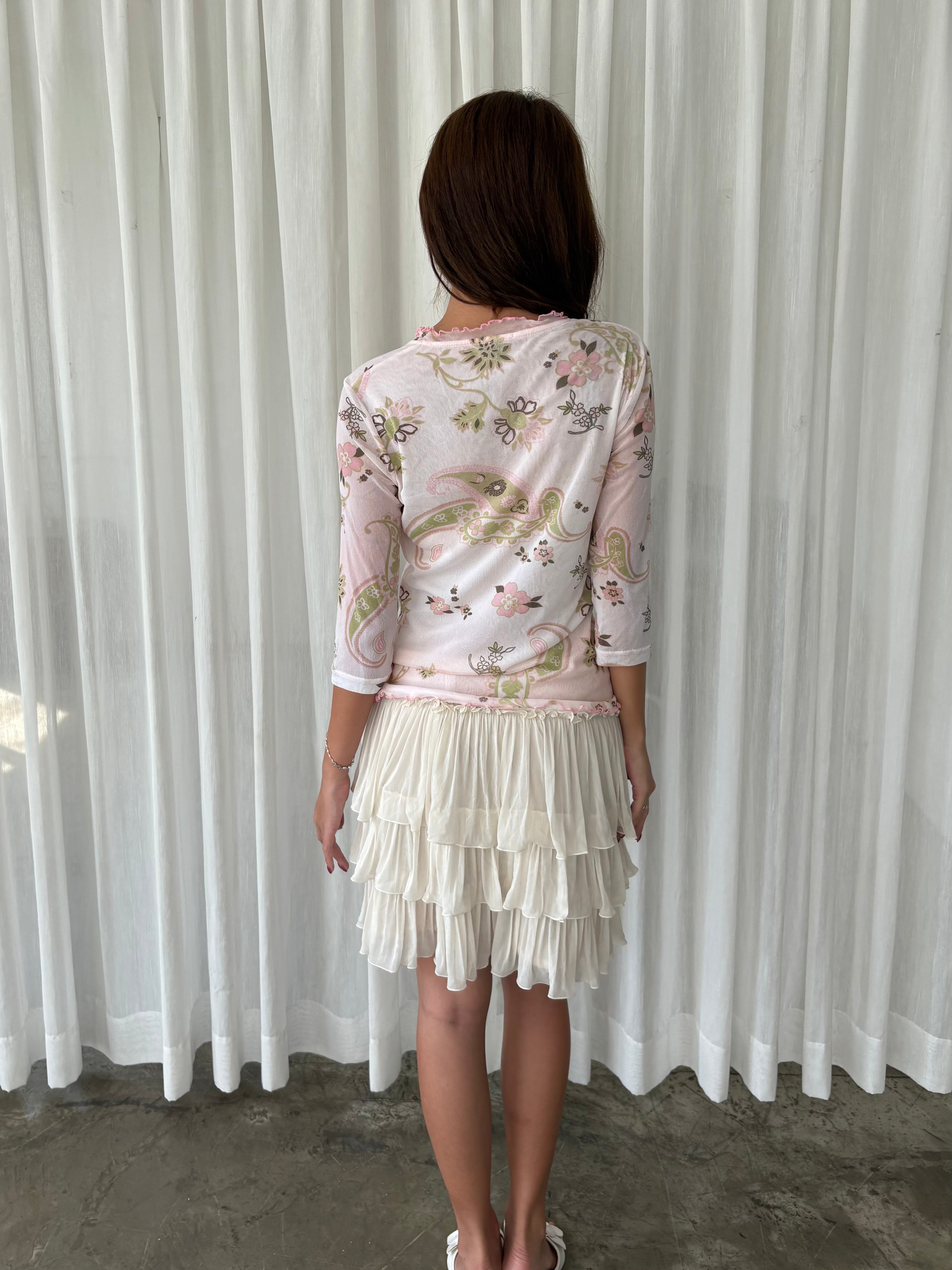 Pink and sage paisley blouse