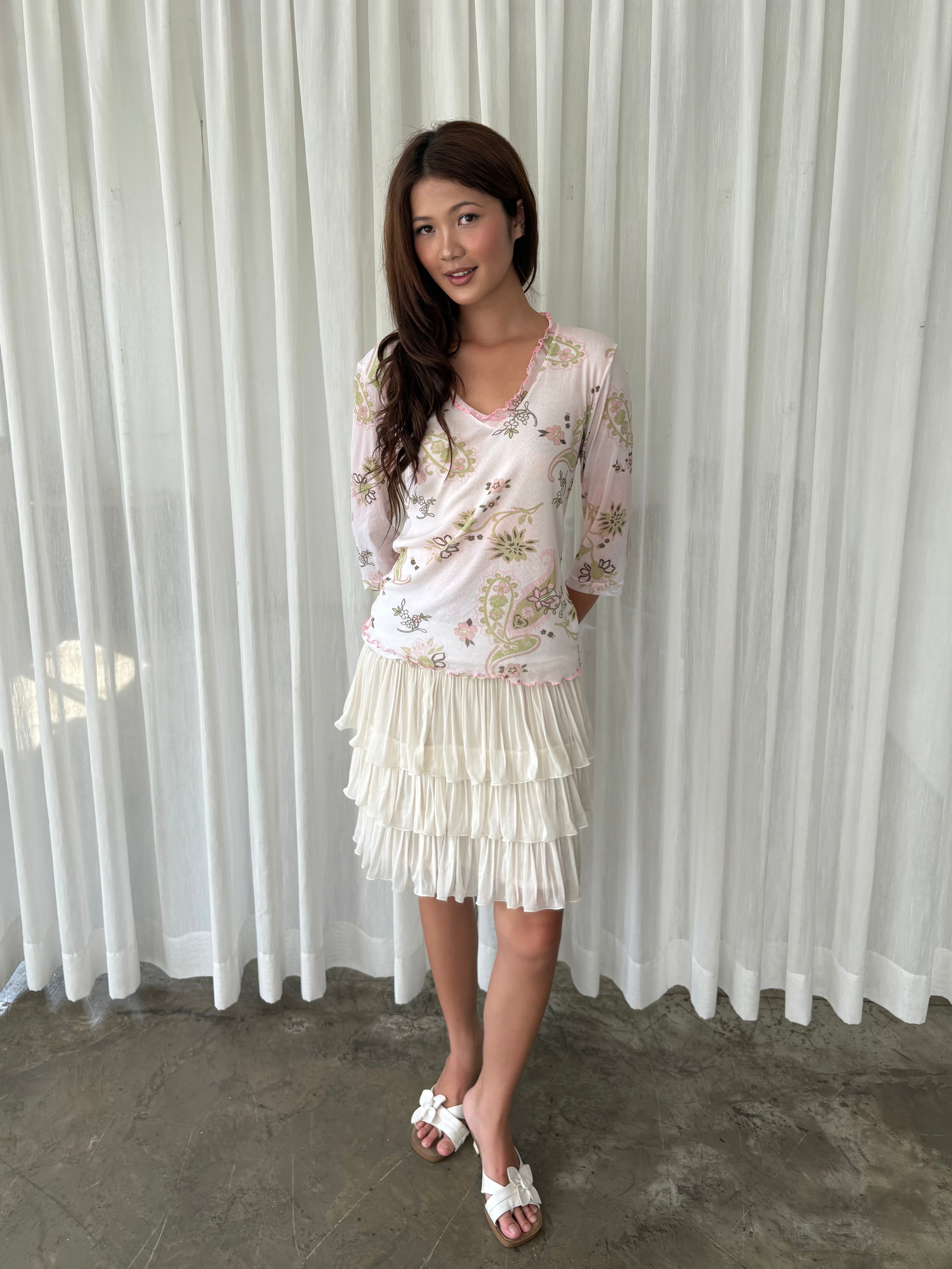 Pink and sage paisley blouse
