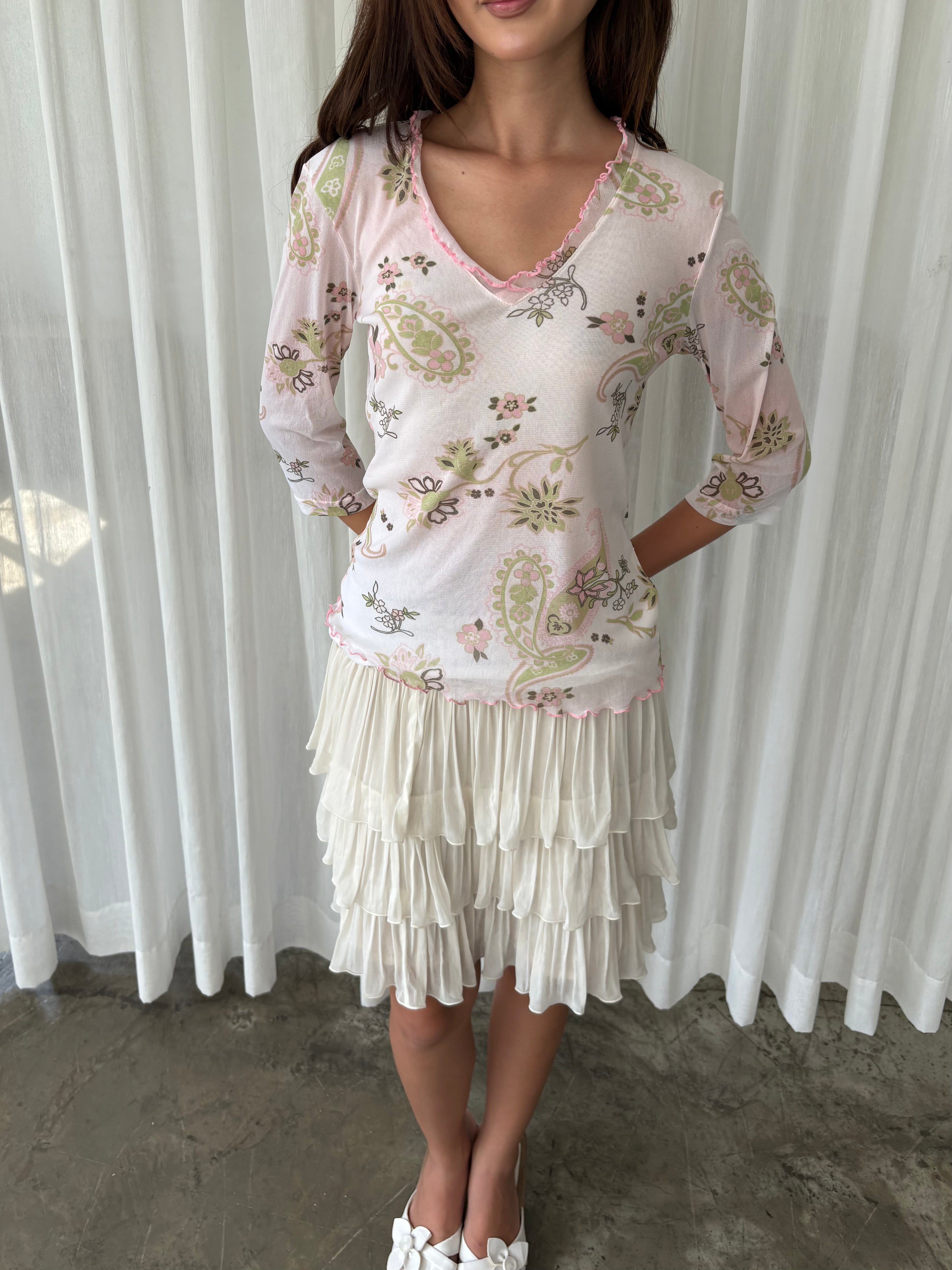 Pink and sage paisley blouse