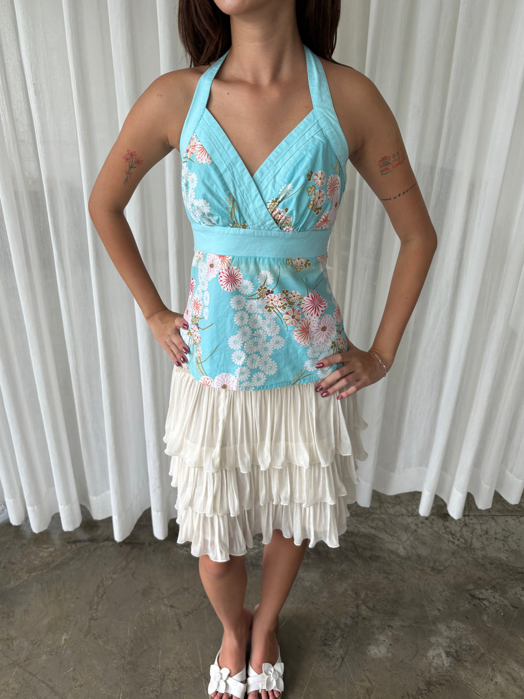 Blue blossom halter top
