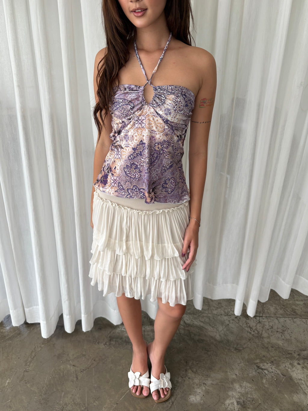 Purple paisley halter top