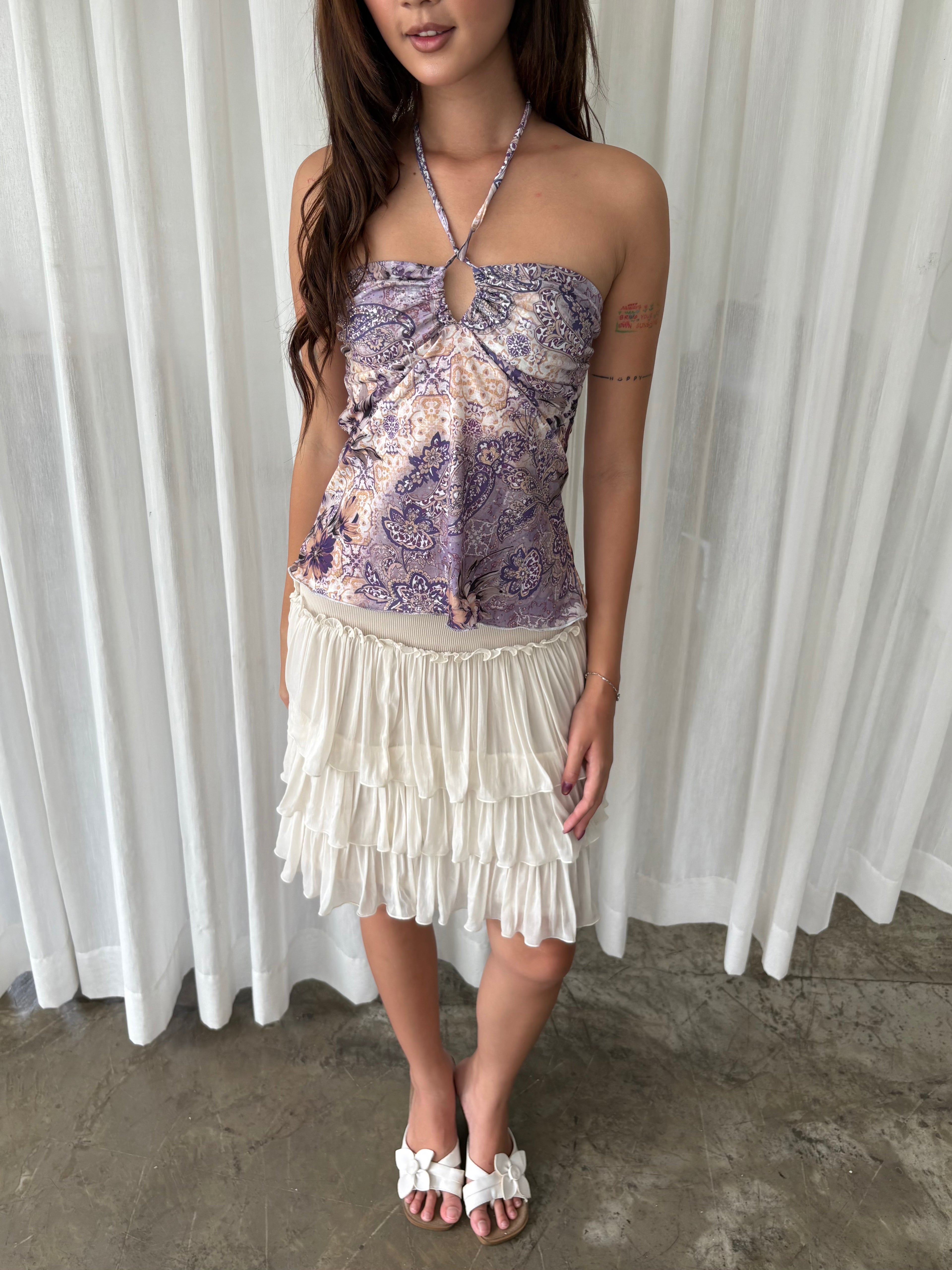 Purple paisley halter top