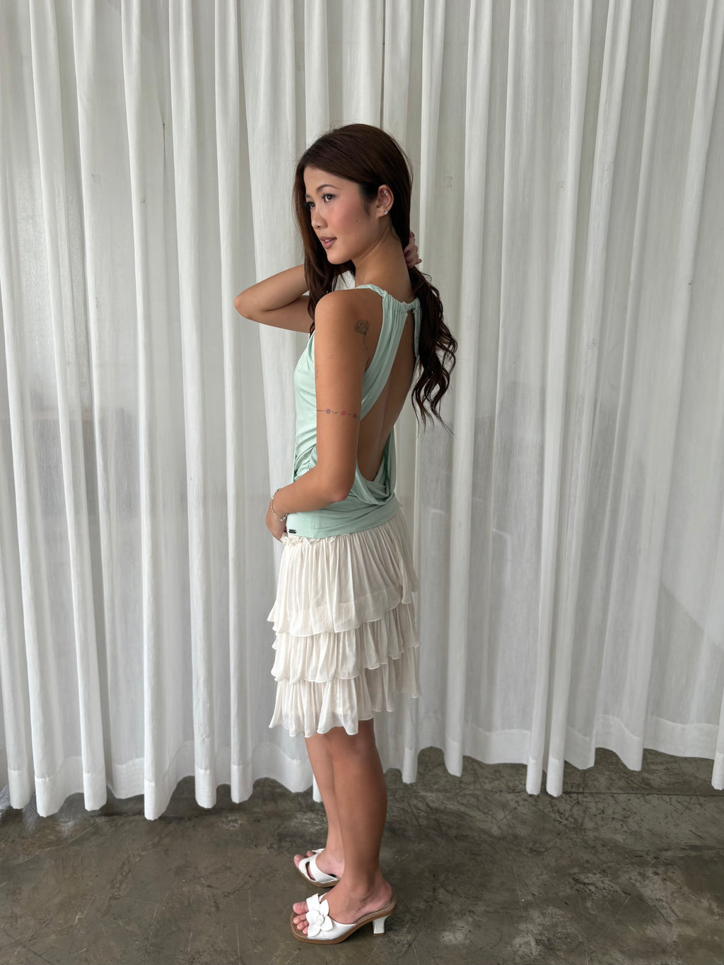 Guess open back halter top