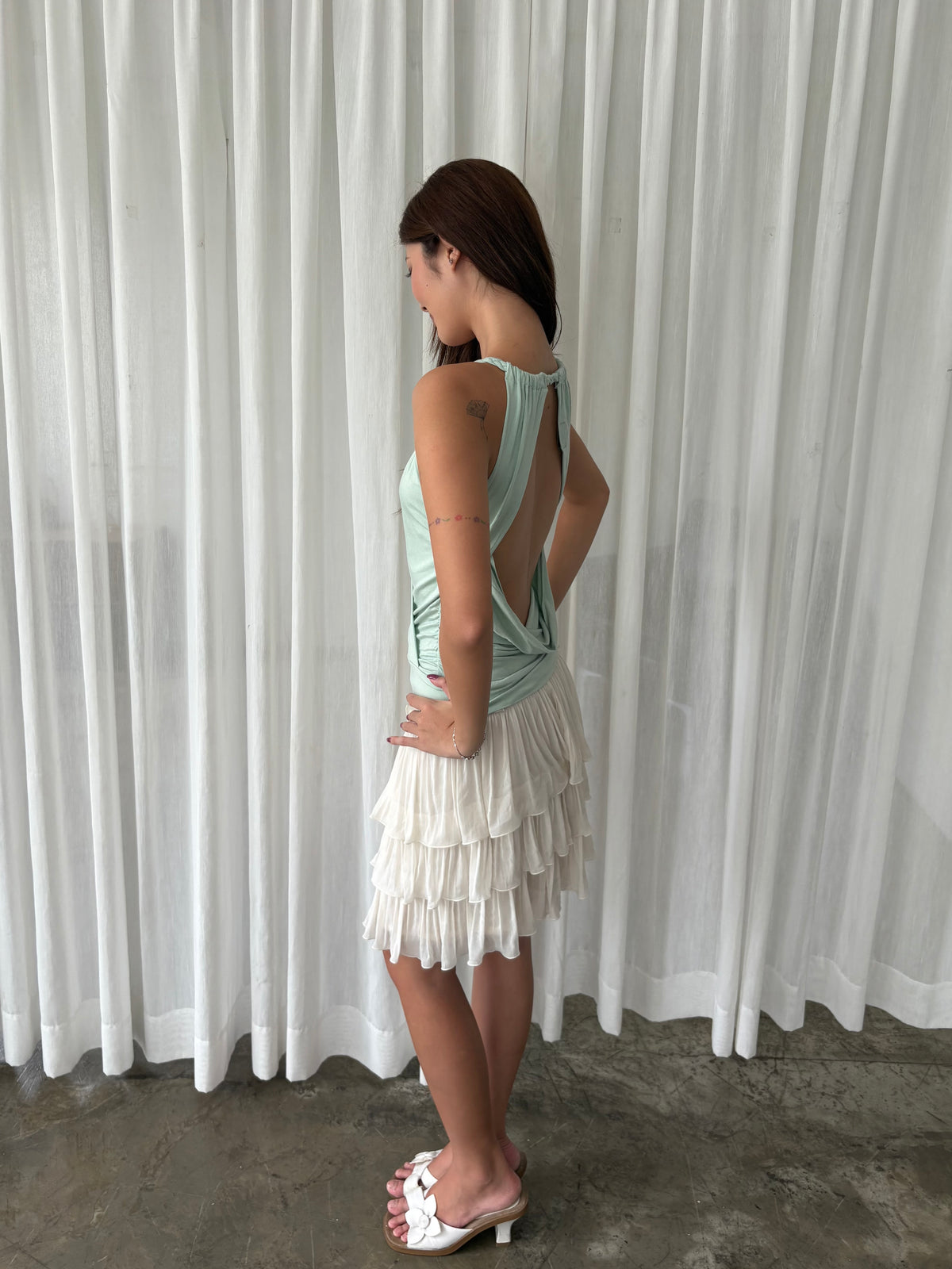 Guess open back halter top
