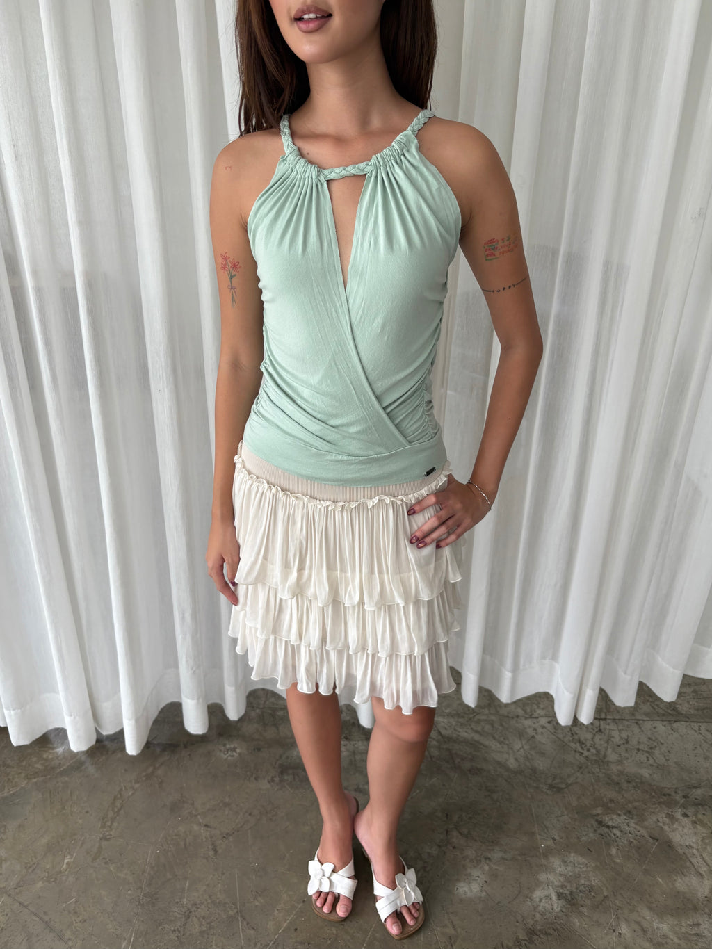 Guess open back halter top