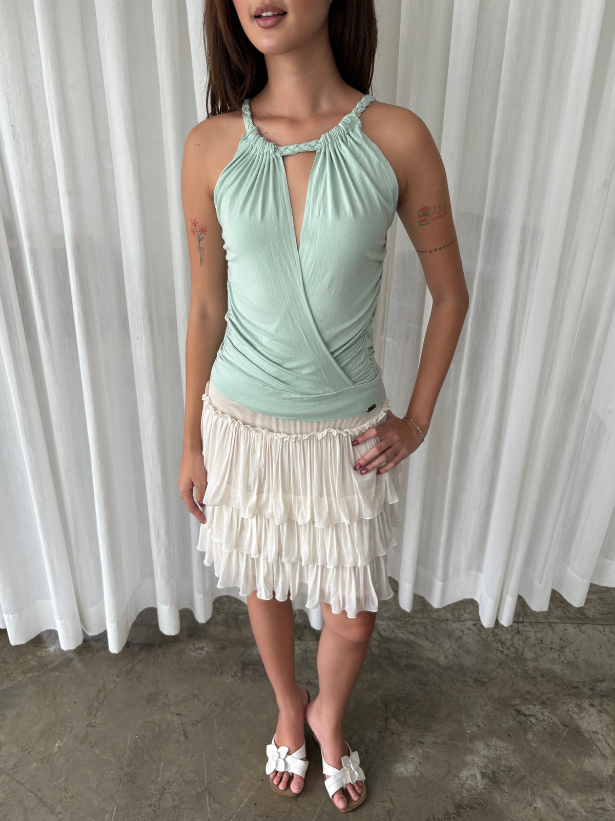 Guess open back halter top