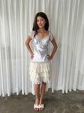 Silver embellished satin top