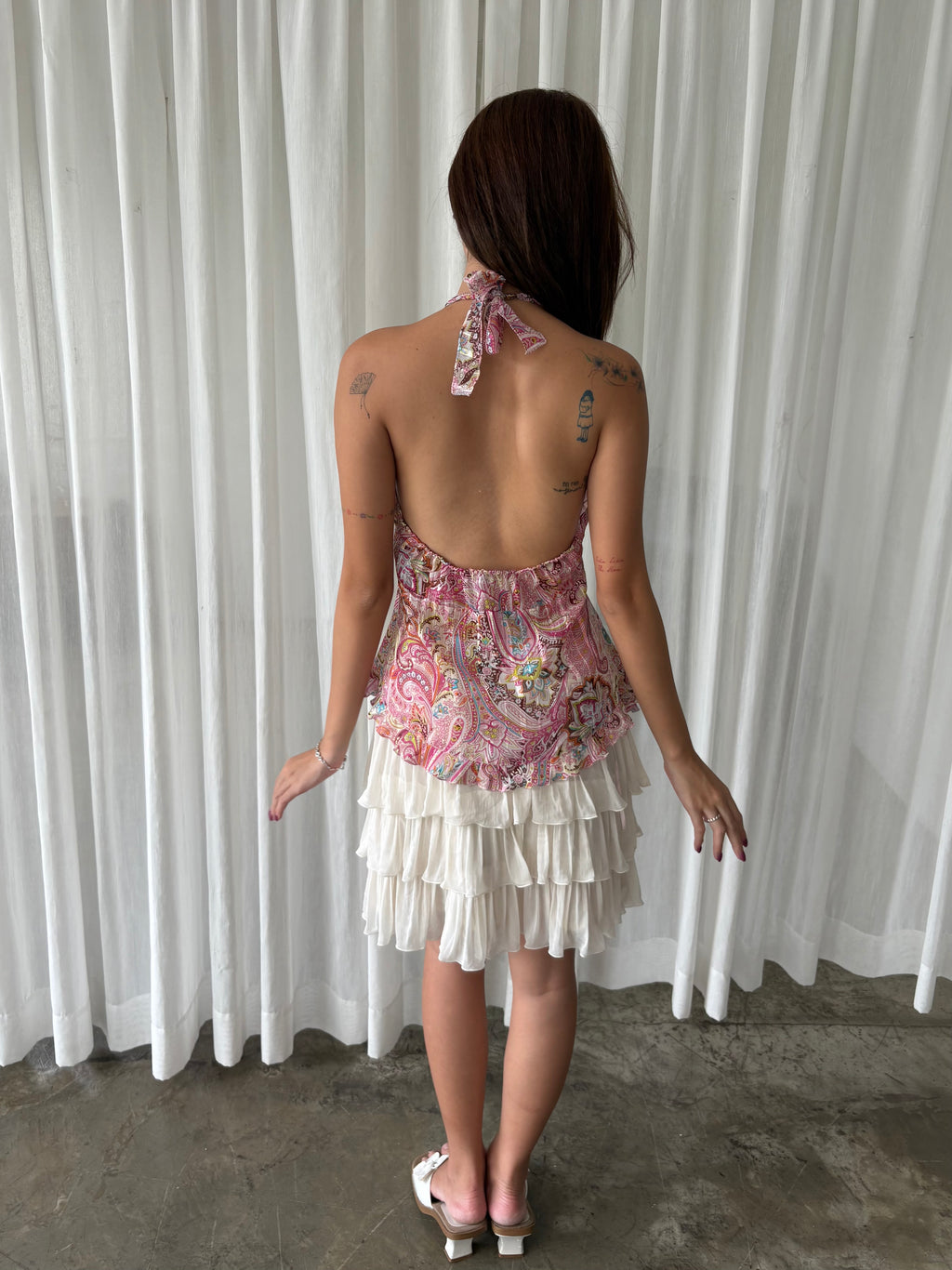 Paisley ruffle halter top