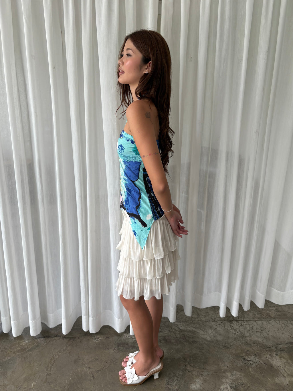 Tropical butterfly halter top