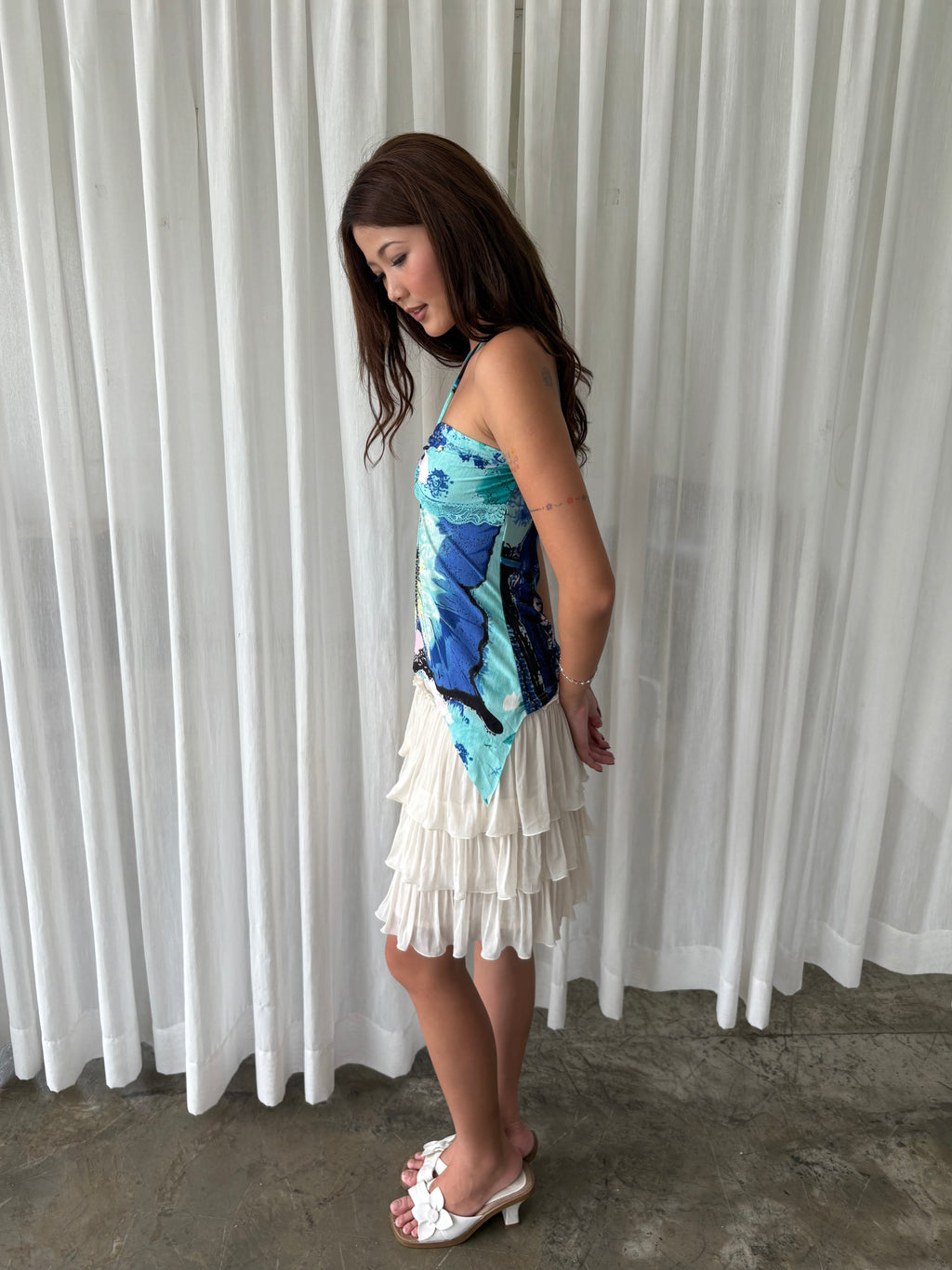 Tropical butterfly halter top