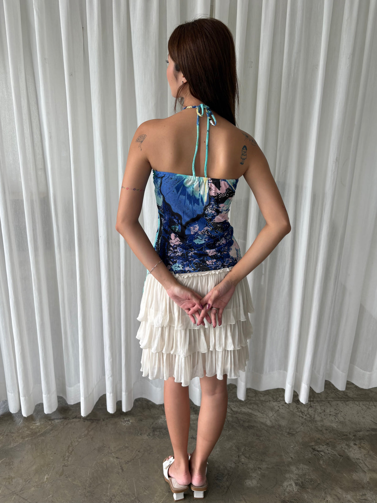 Tropical butterfly halter top