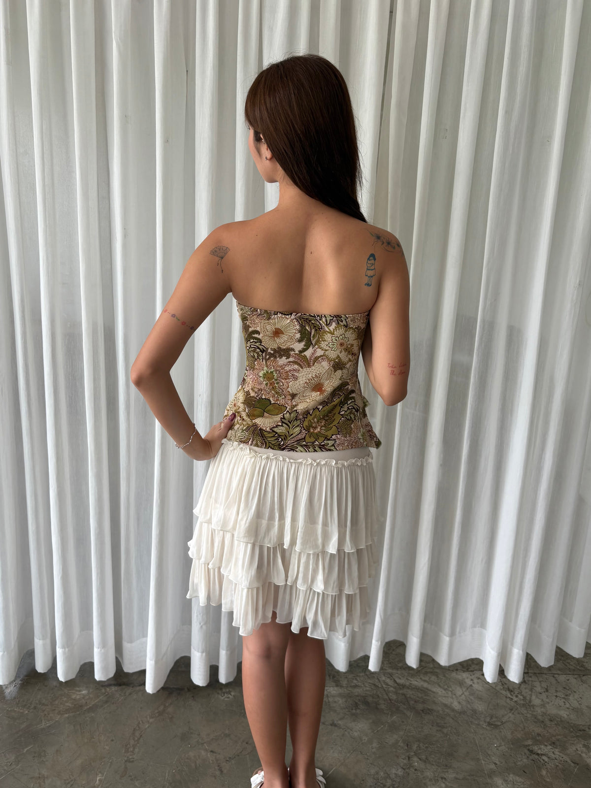 Olive floral tube top
