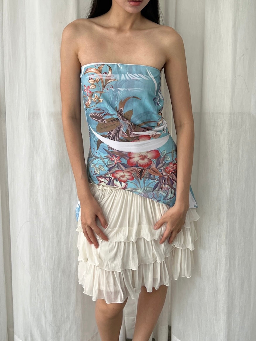 Island bloom drape tube top