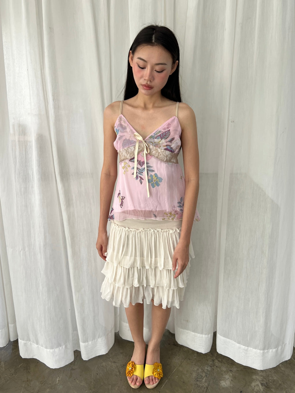 Pink butterfly camisole