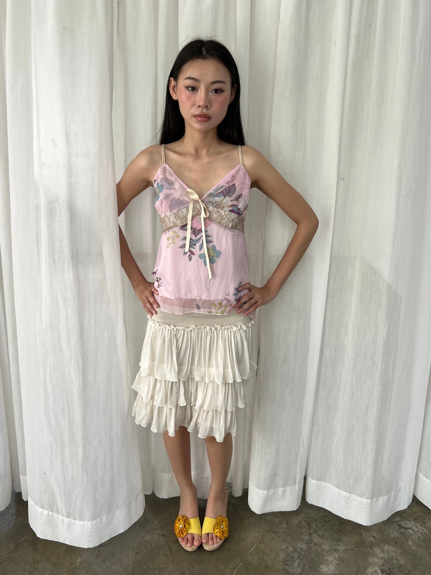 Pink butterfly camisole
