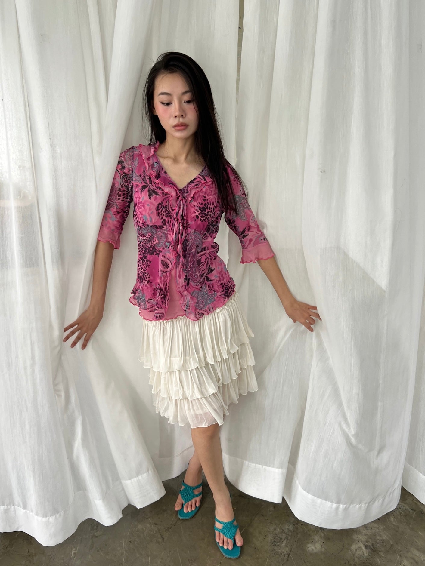 Silk leopard paisley top
