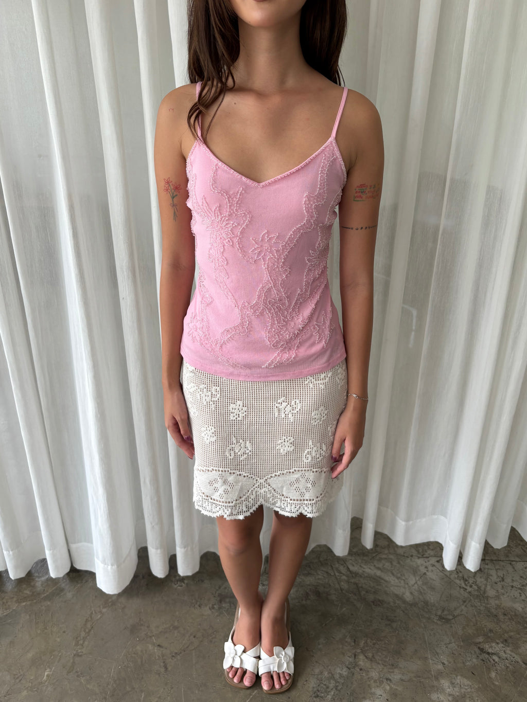 Beaded pink camisole