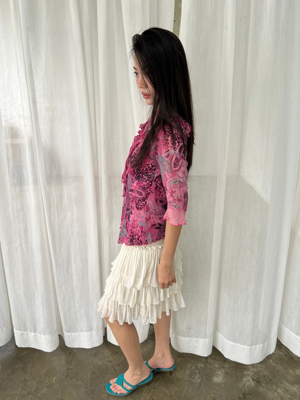 Silk leopard paisley top