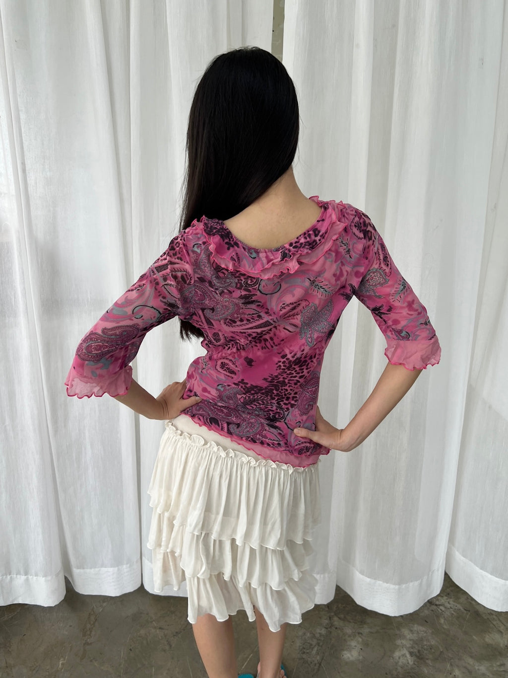 Silk leopard paisley top