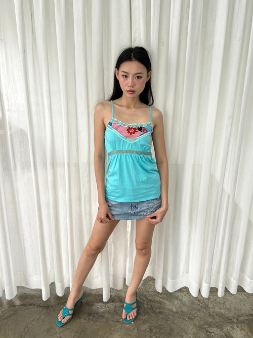 Aqua graphic camisole