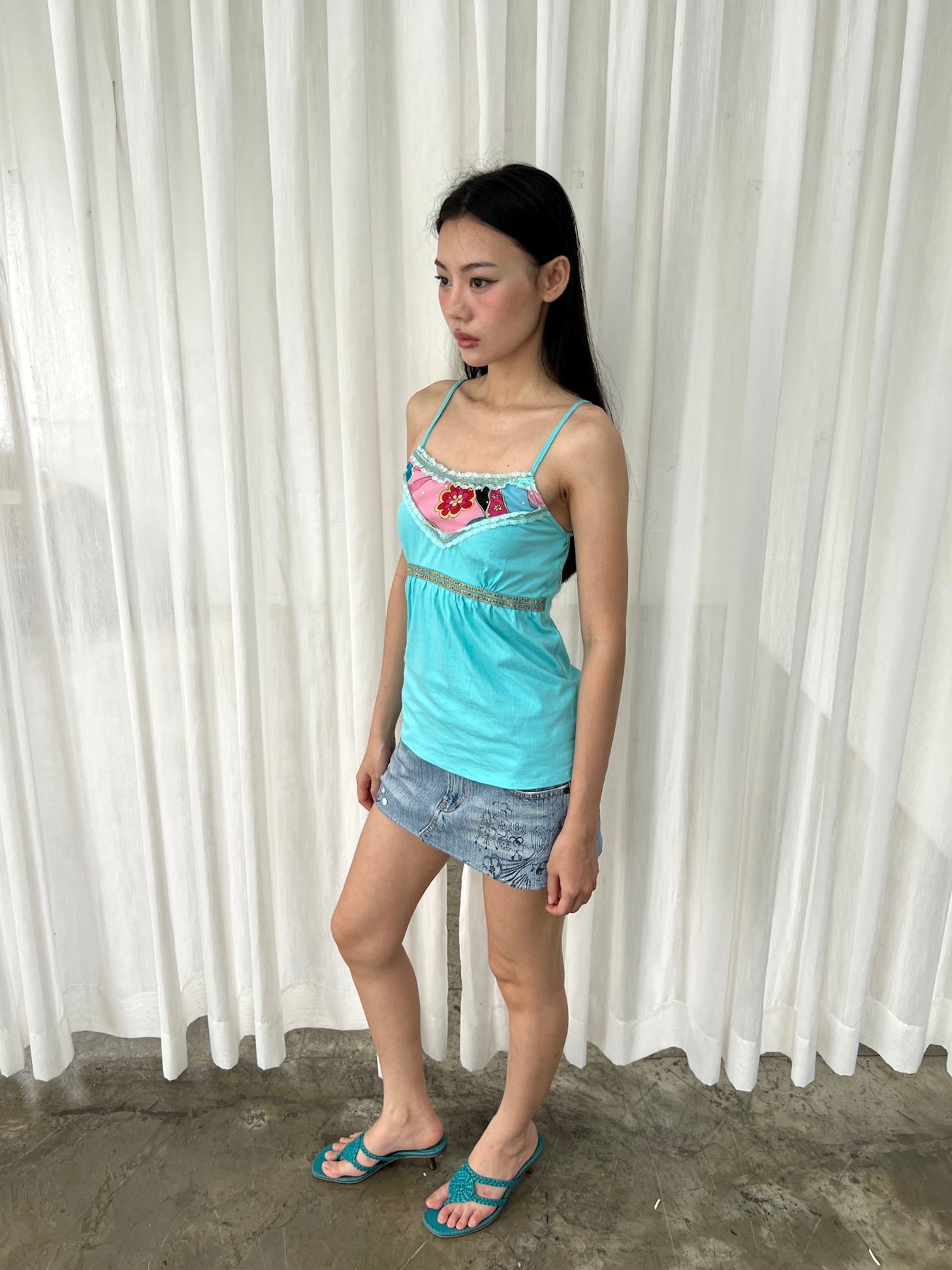 Aqua graphic camisole
