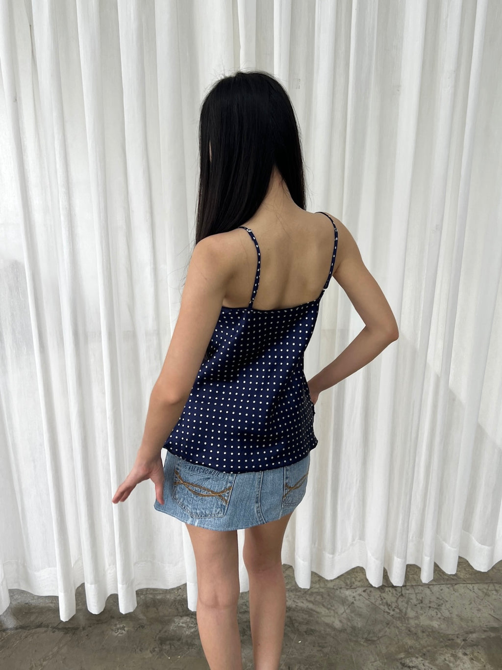 Lace trim polka dot camisole