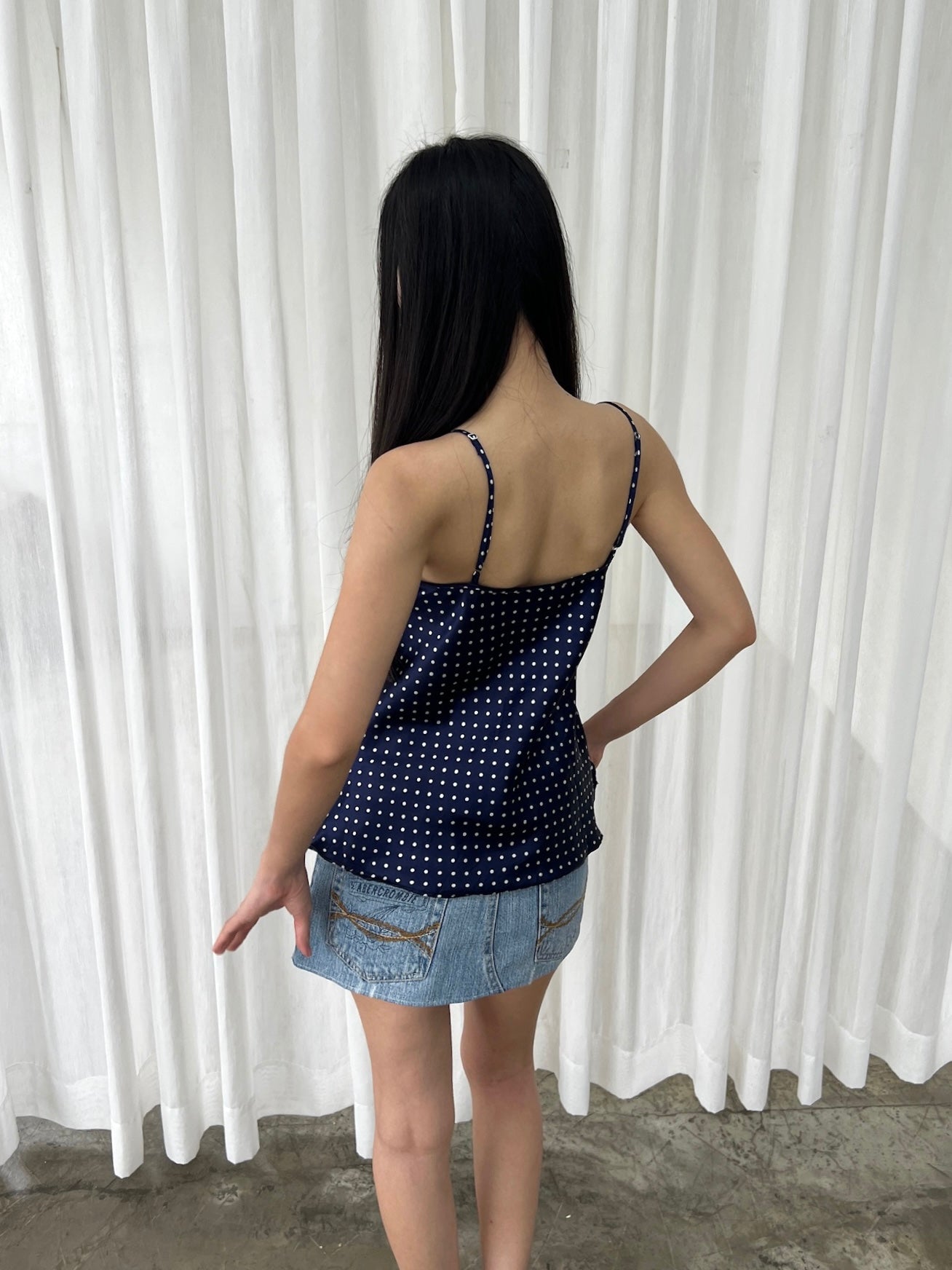 Lace trim polka dot camisole