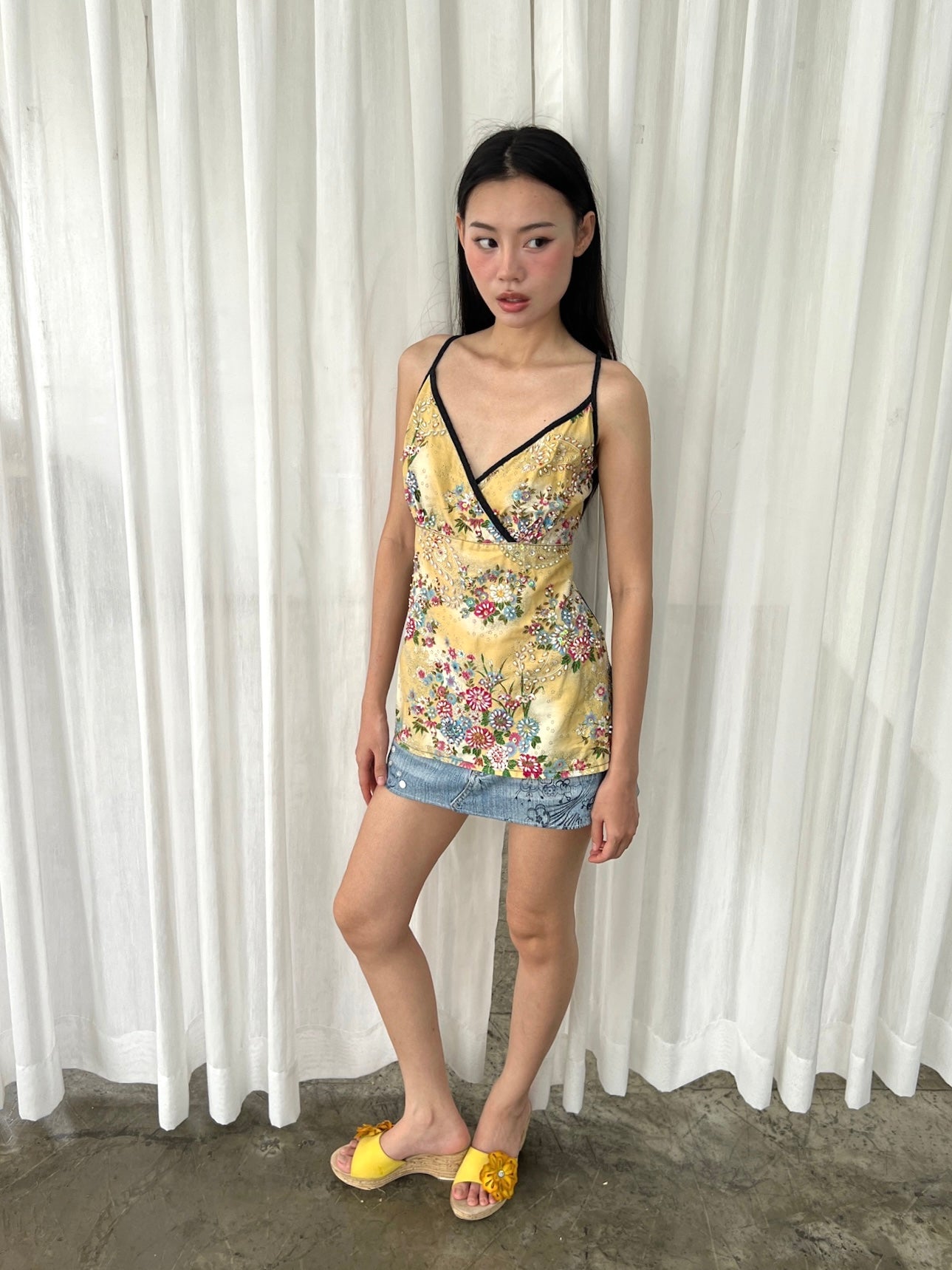 Beaded floral camisole