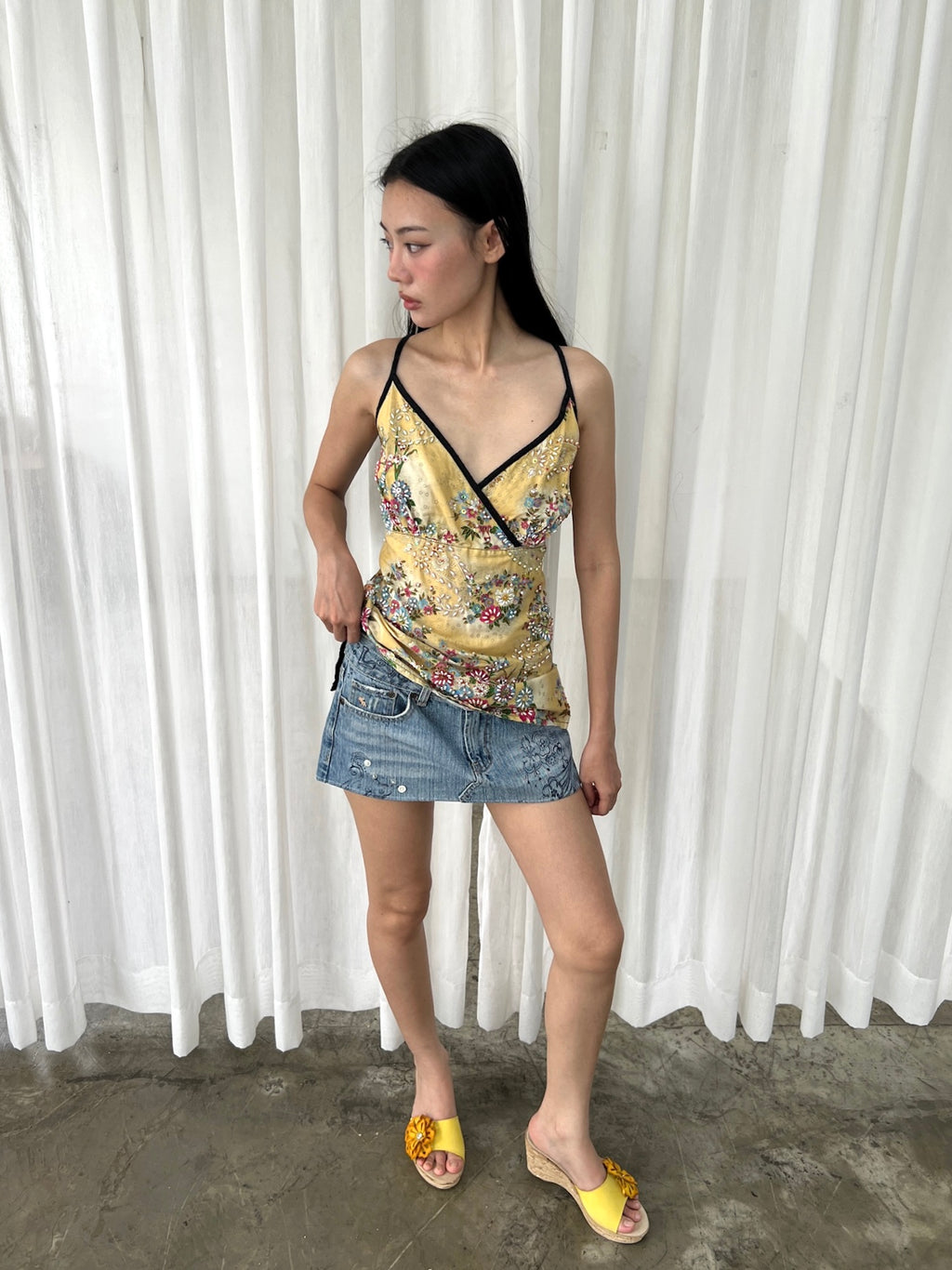 Beaded floral camisole