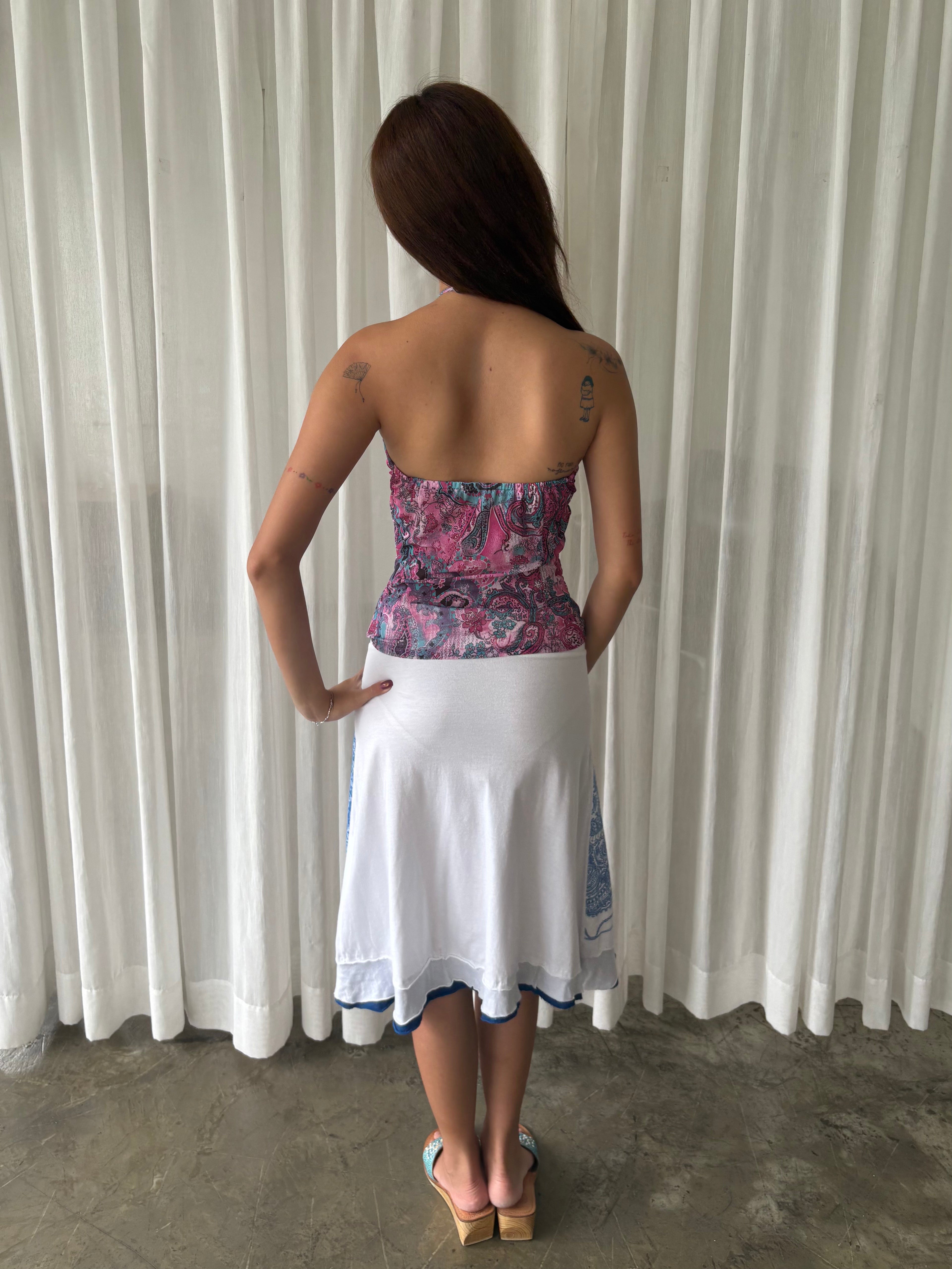 Paisley halter & Desigual floral midi skirt
