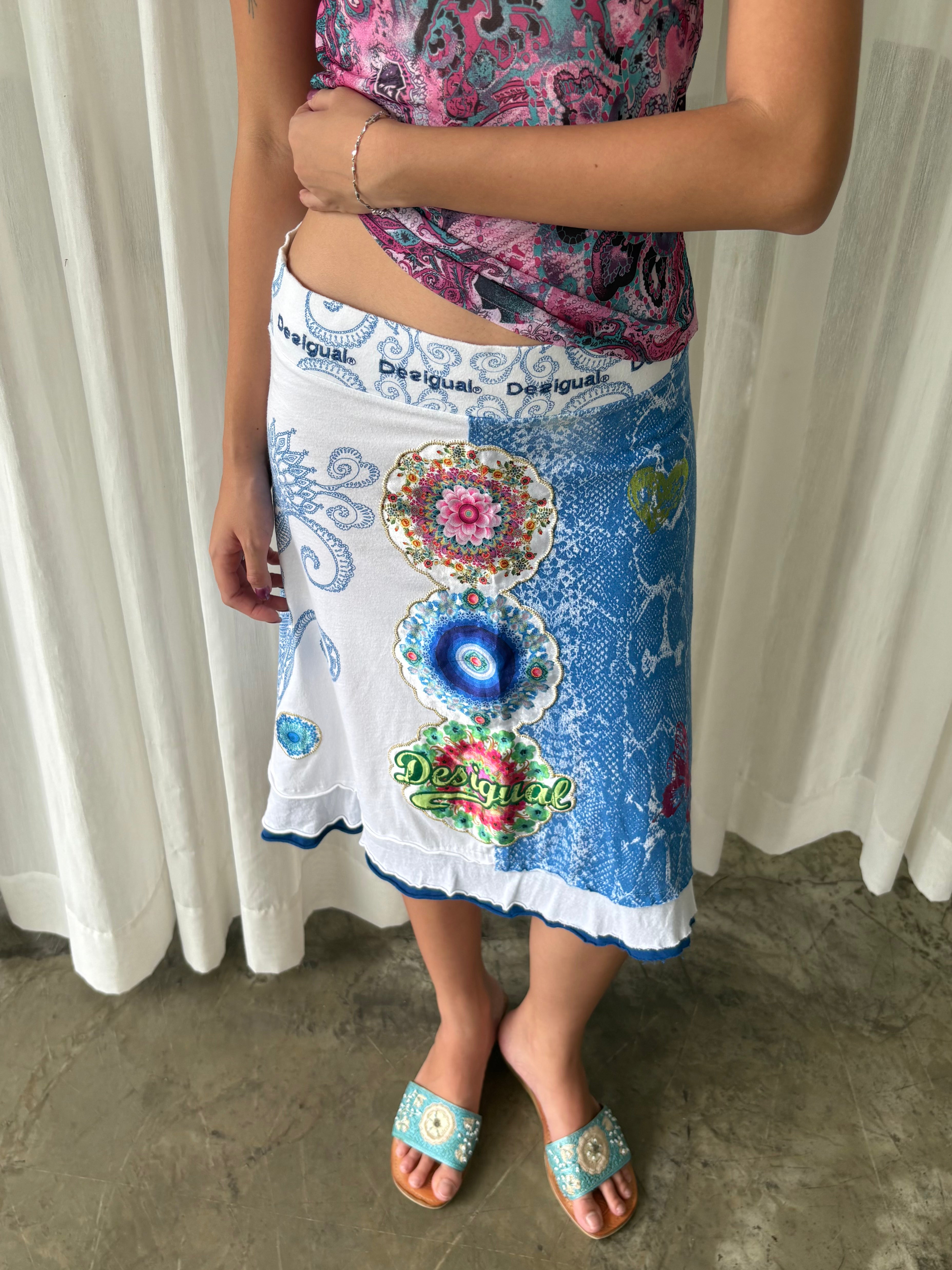 Paisley halter & Desigual floral midi skirt