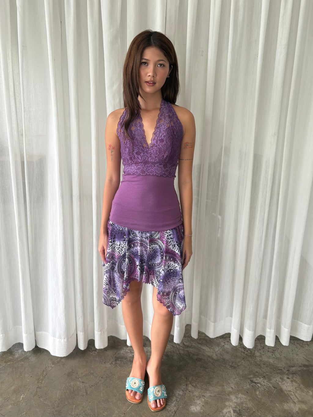 Plum lace halter & Purple fairy skirt