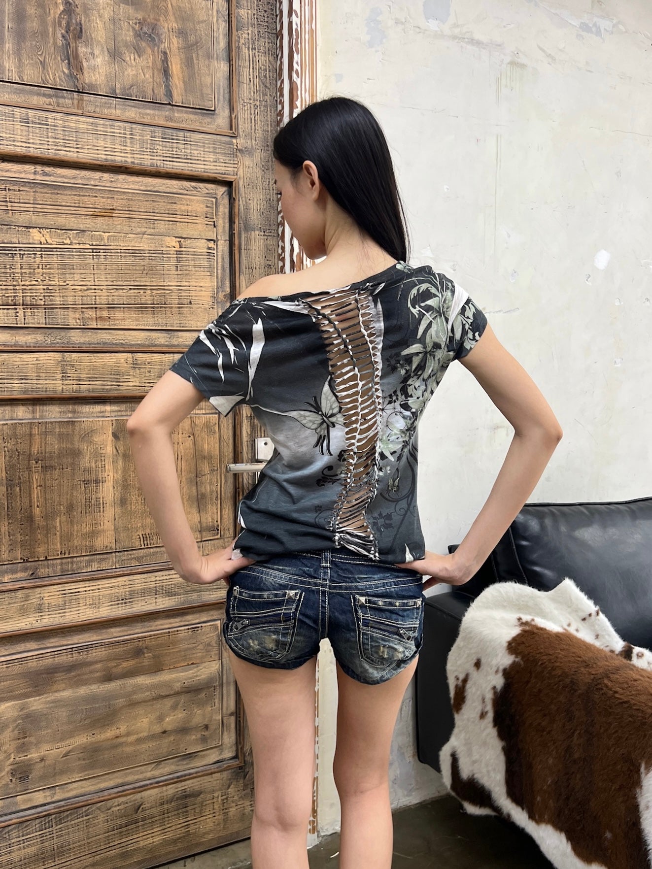 Butterfly lace back top