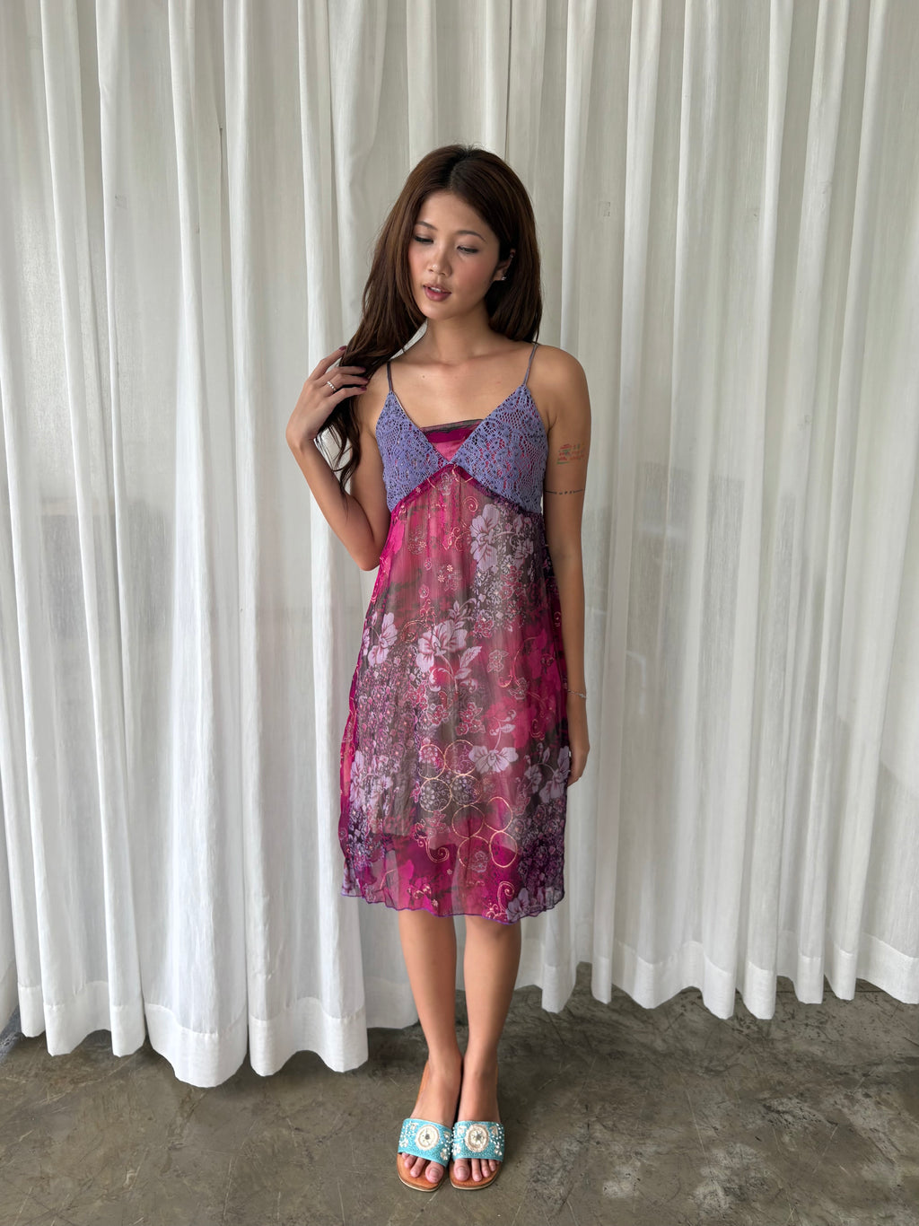 Fuchsia beaded fairy dress