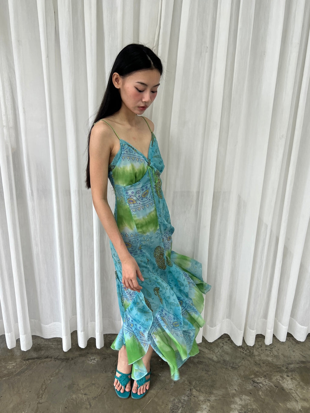 Blue lagoon ruffle dress