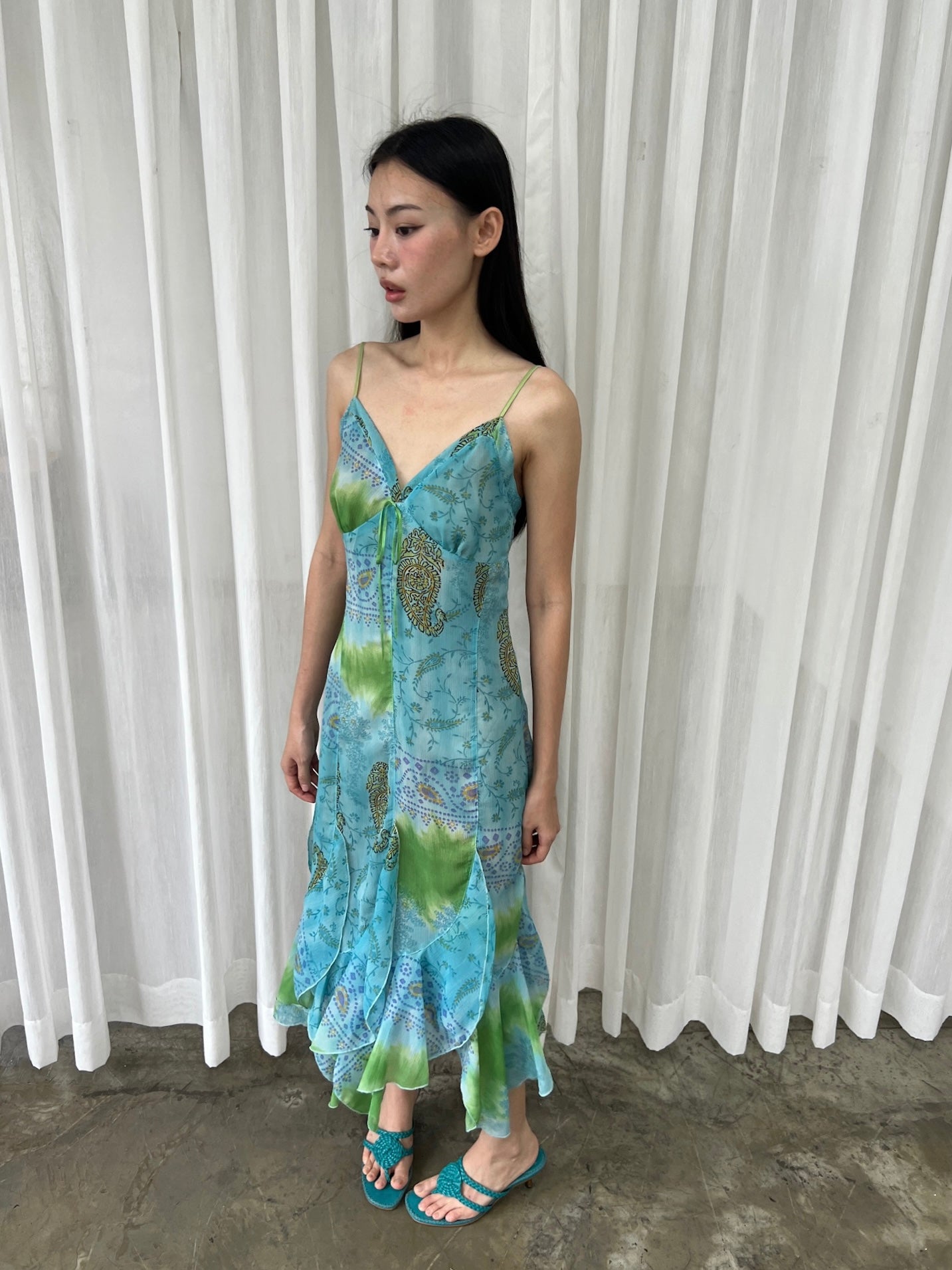 Blue lagoon ruffle dress