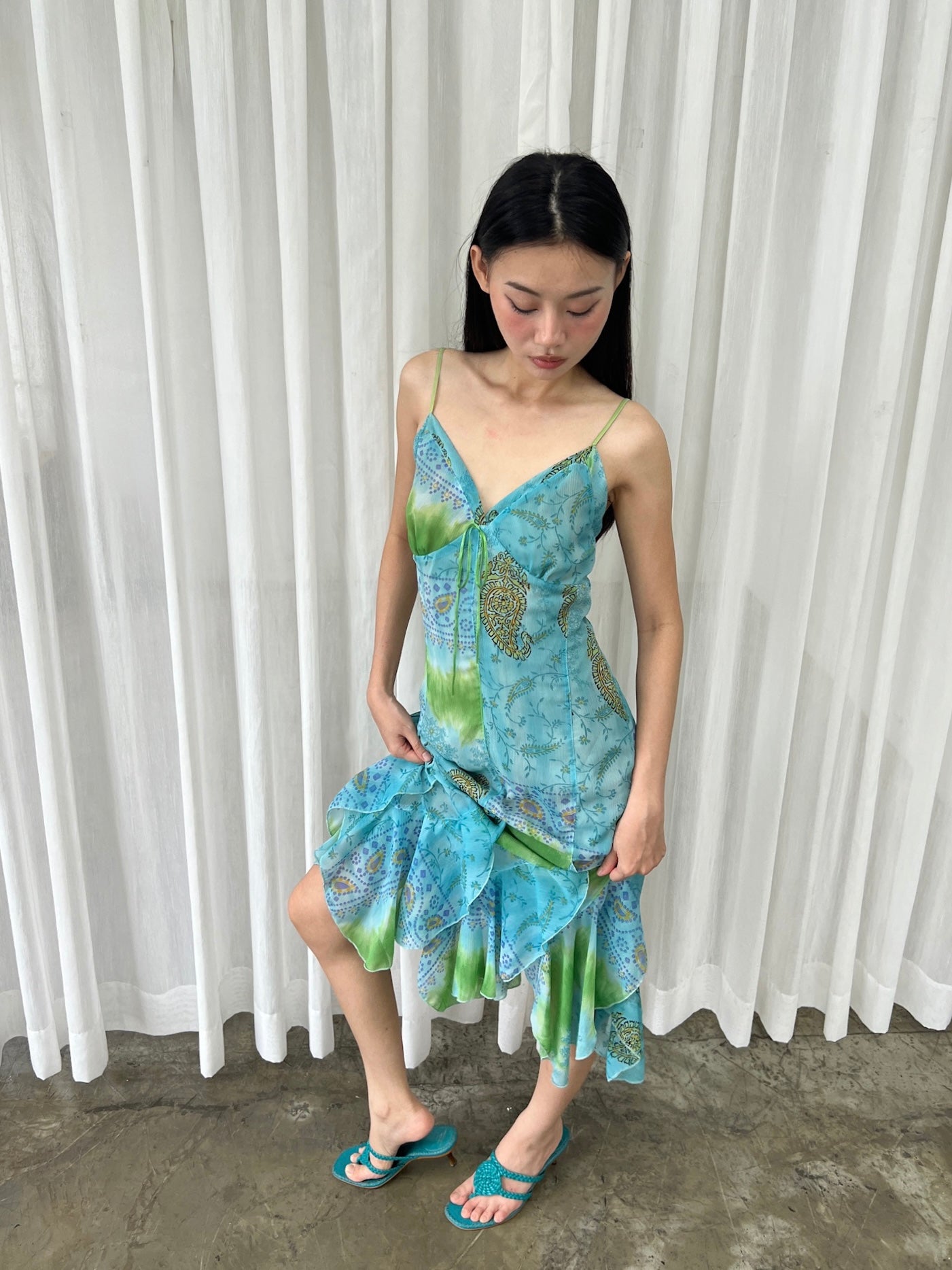 Blue lagoon ruffle dress
