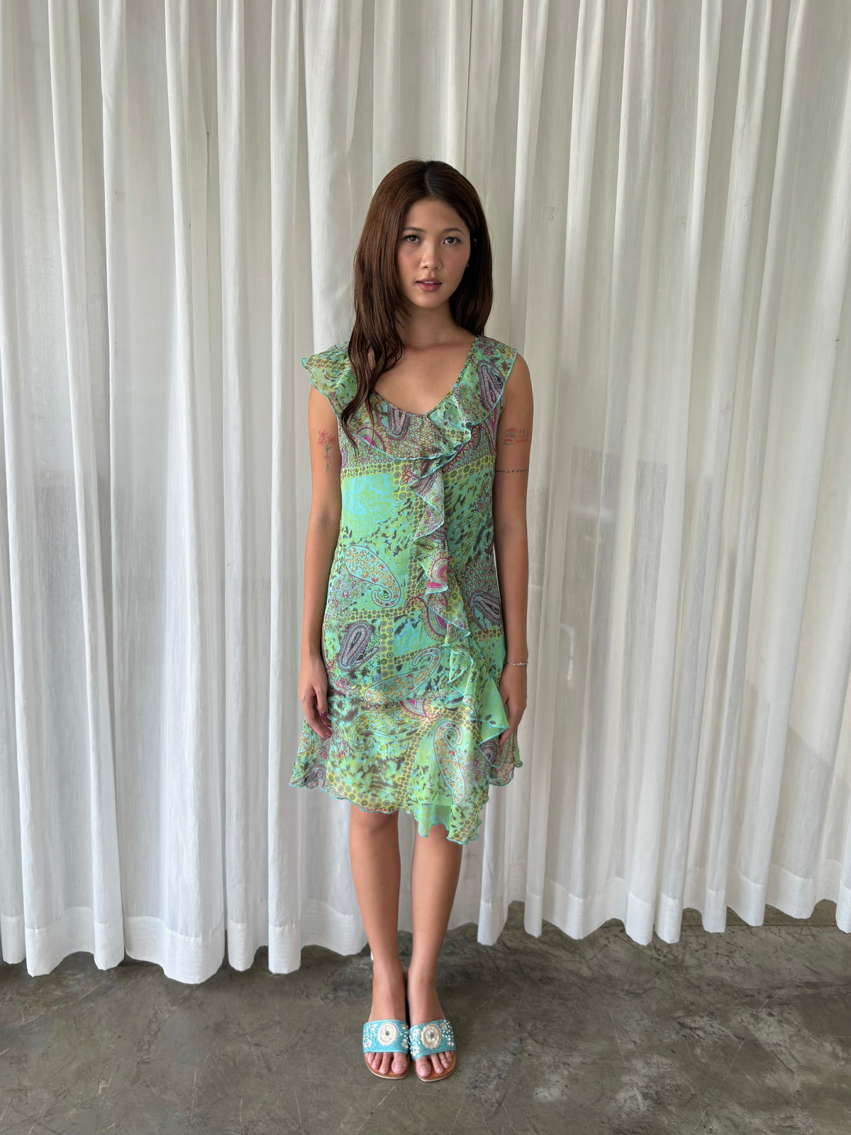 Paisley ruffle dress