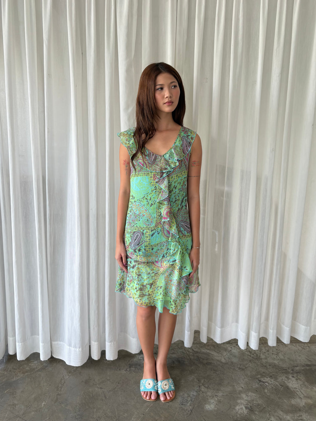 Paisley ruffle dress