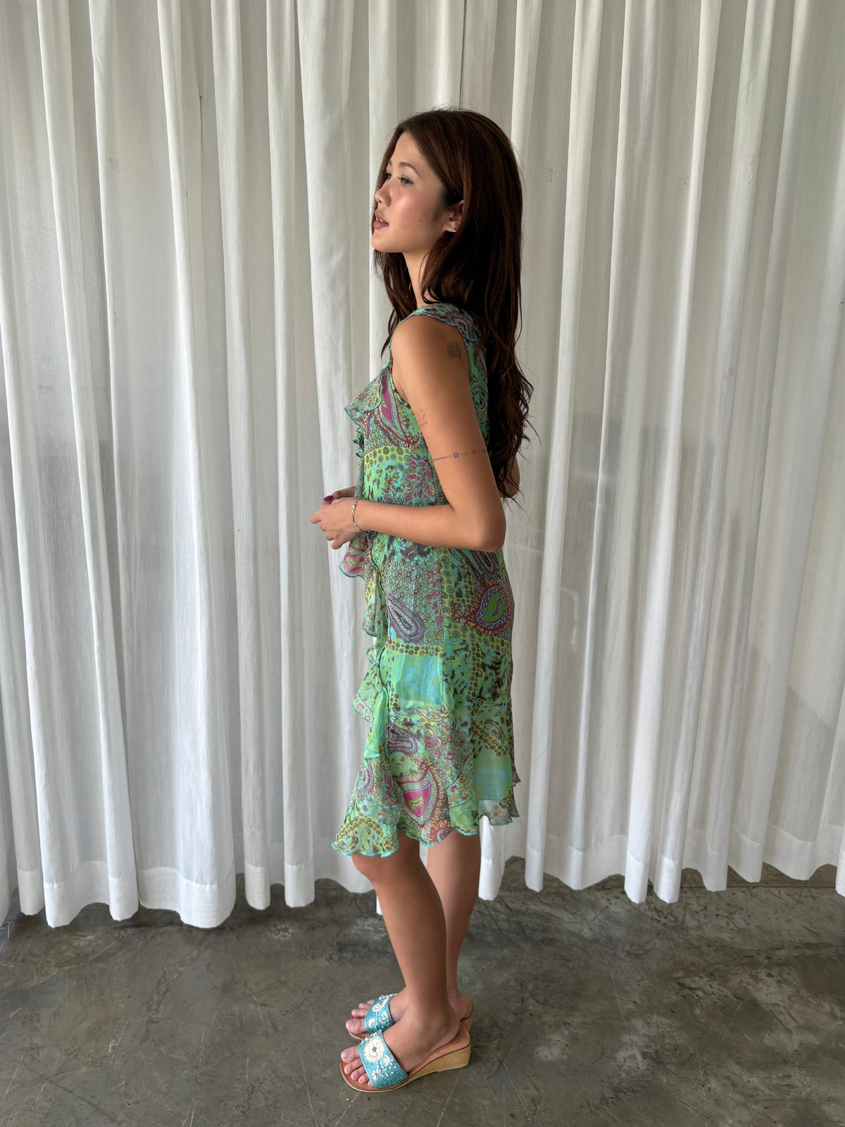 Paisley ruffle dress