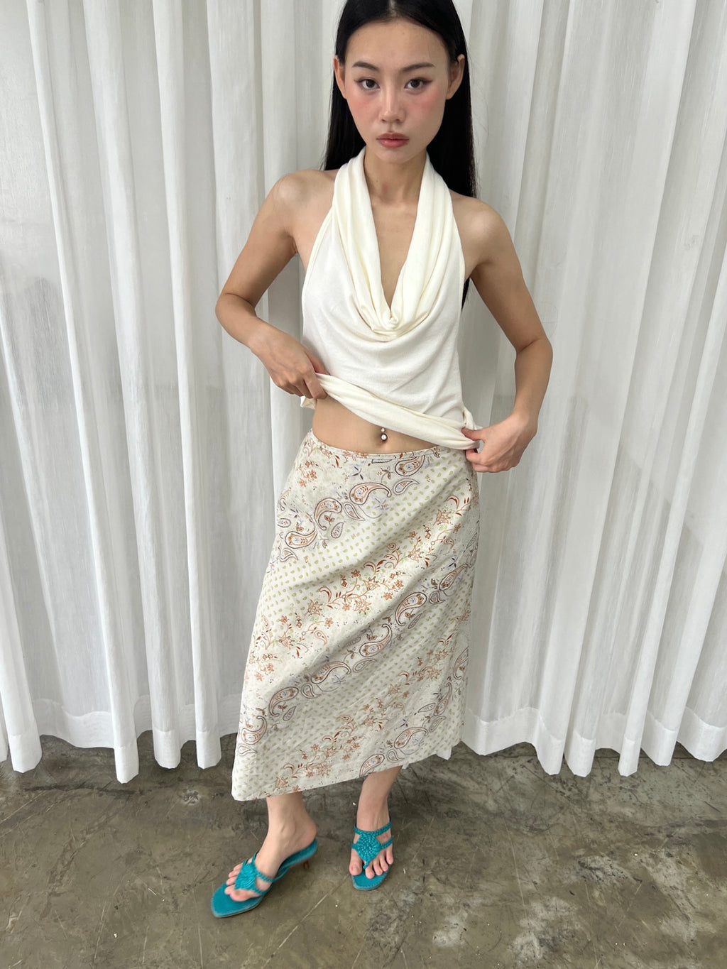 Paisley midi skirt
