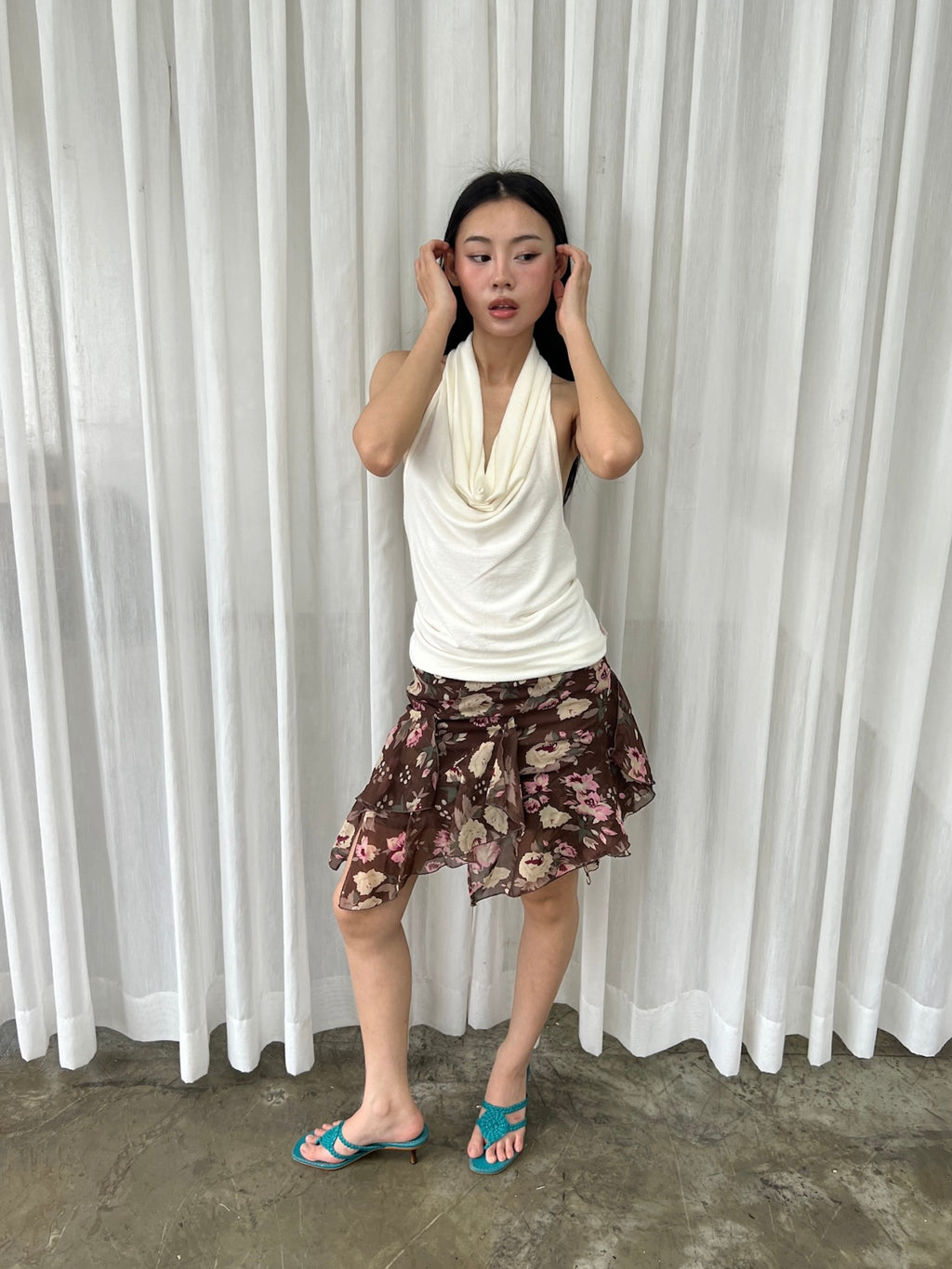 Floral chiffon skirt