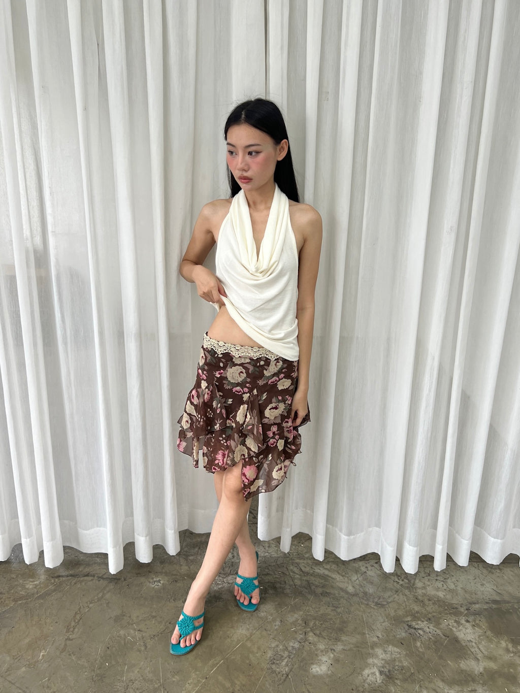 Floral chiffon skirt