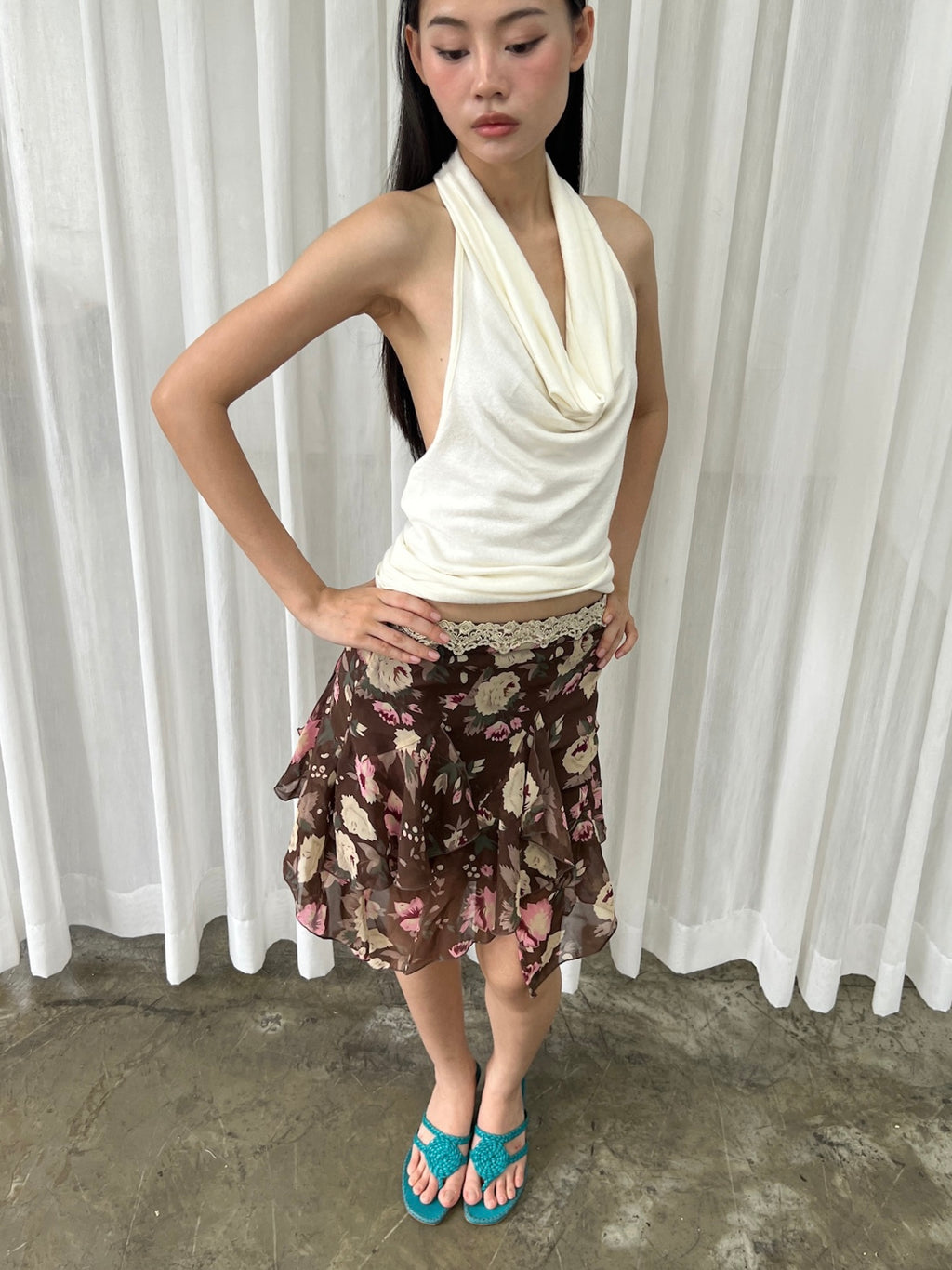 Floral chiffon skirt