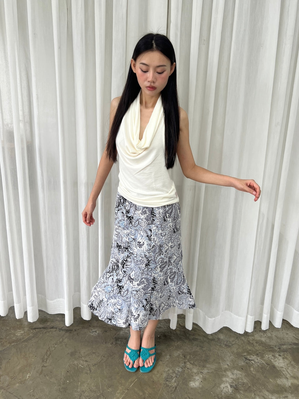Blue paisley skirt