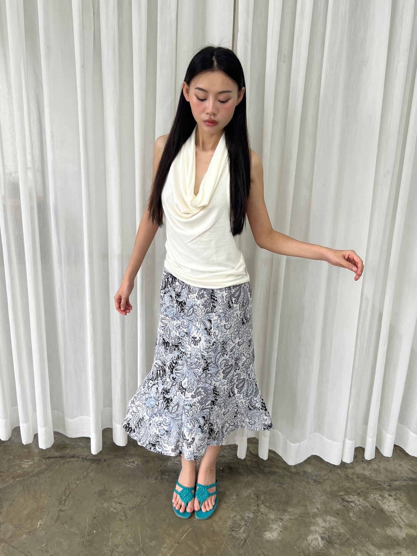 Blue paisley skirt
